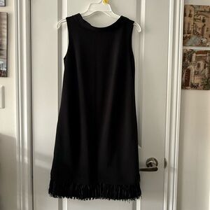 Joseph Ribkoff Elegant Black Fringe Hem Mini Dress